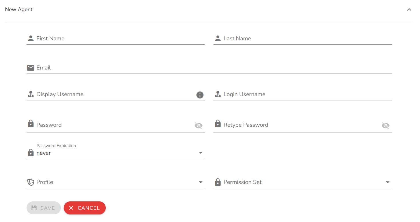 New agent creation form