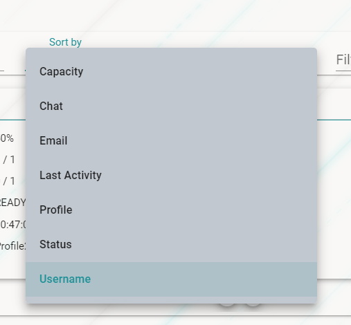 Agent Capacity cards view with filtering and sorting